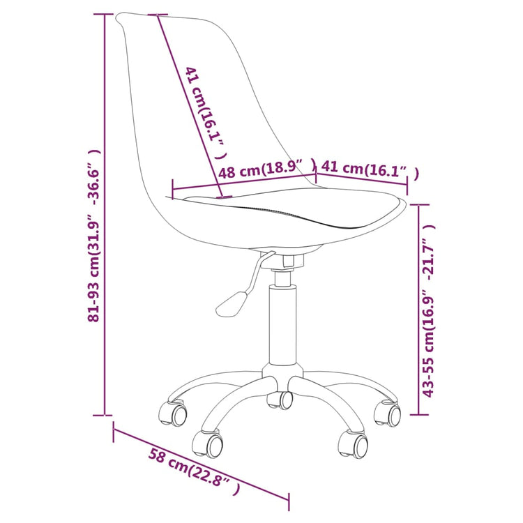 Sedie da Pranzo Girevoli 4 pz Viola in Tessuto 3085386