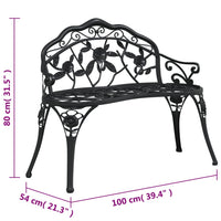 Panchina da Giardino 100 cm in Alluminio Pressofuso Nera cod mxl 42203