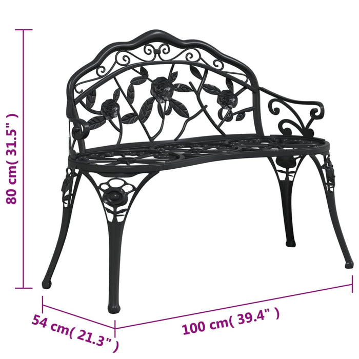 Panchina da Giardino 100 cm in Alluminio Pressofuso Nera cod mxl 42203