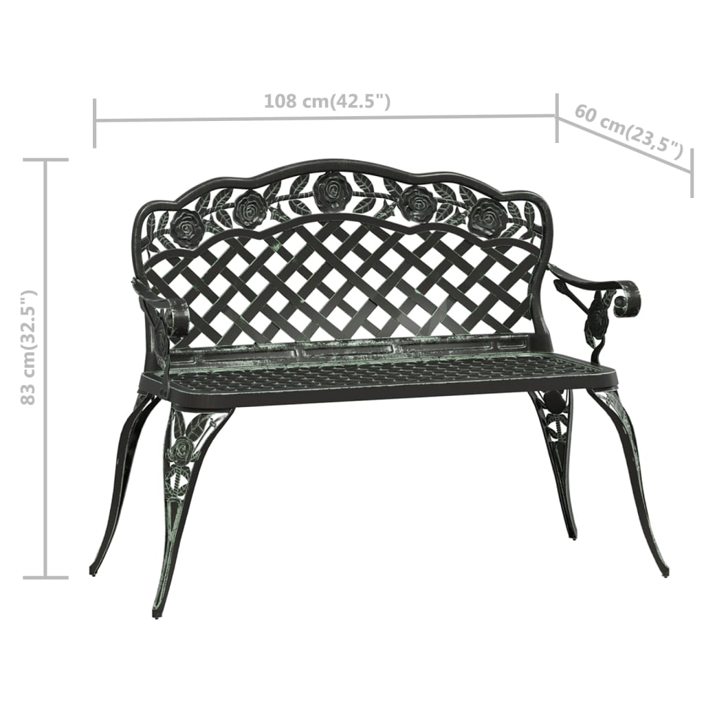 Panchina da Giardino 108 cm in Alluminio Pressofuso Verde cod mxl 45588