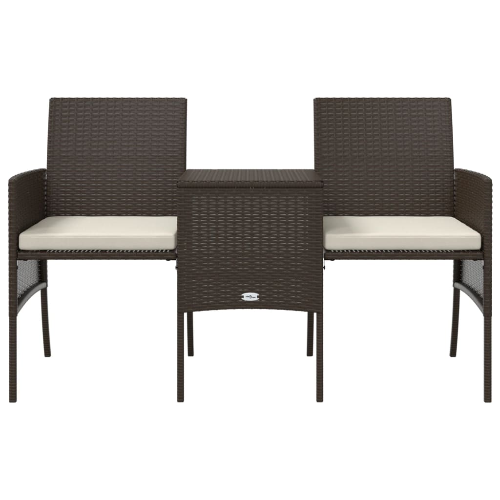 Divano Giardino 2Posti con Tavolo e Sgabelli Marrone Polyrattan 317625