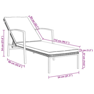 Lettino Prendisole da Giardino con Cuscino Polyrattan Marrone cod mxl 23238