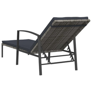 Lettino Prendisole da Giardino con Cuscino Polyrattan Grigio cod mxl 11756