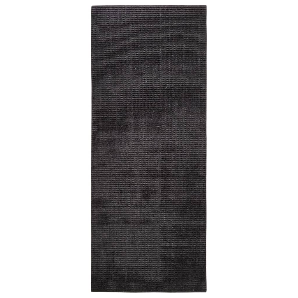 Tappeto in Sisal Naturale 80x200 cm Nero 136324