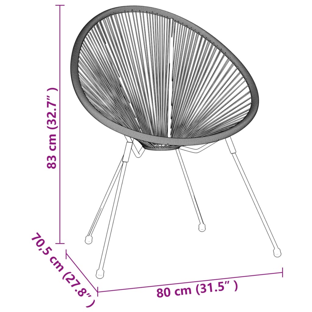 Set da Pranzo per Giardino 3 pz Nero cod mxl 35747