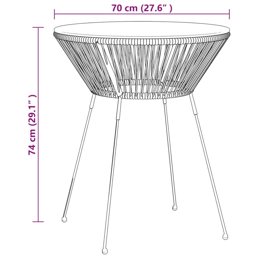 Set da Pranzo per Giardino 3 pz Nero 3085448