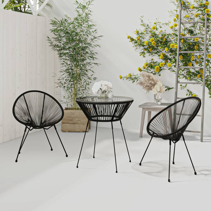 Set da Pranzo per Giardino 3 pz Nero cod mxl 35747