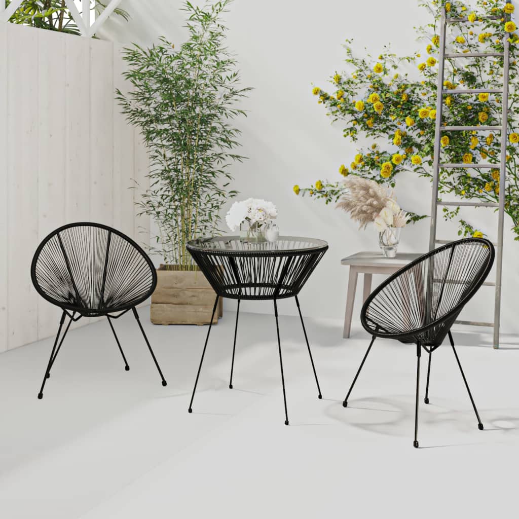 Set da Pranzo per Giardino 3 pz Nero 3085448