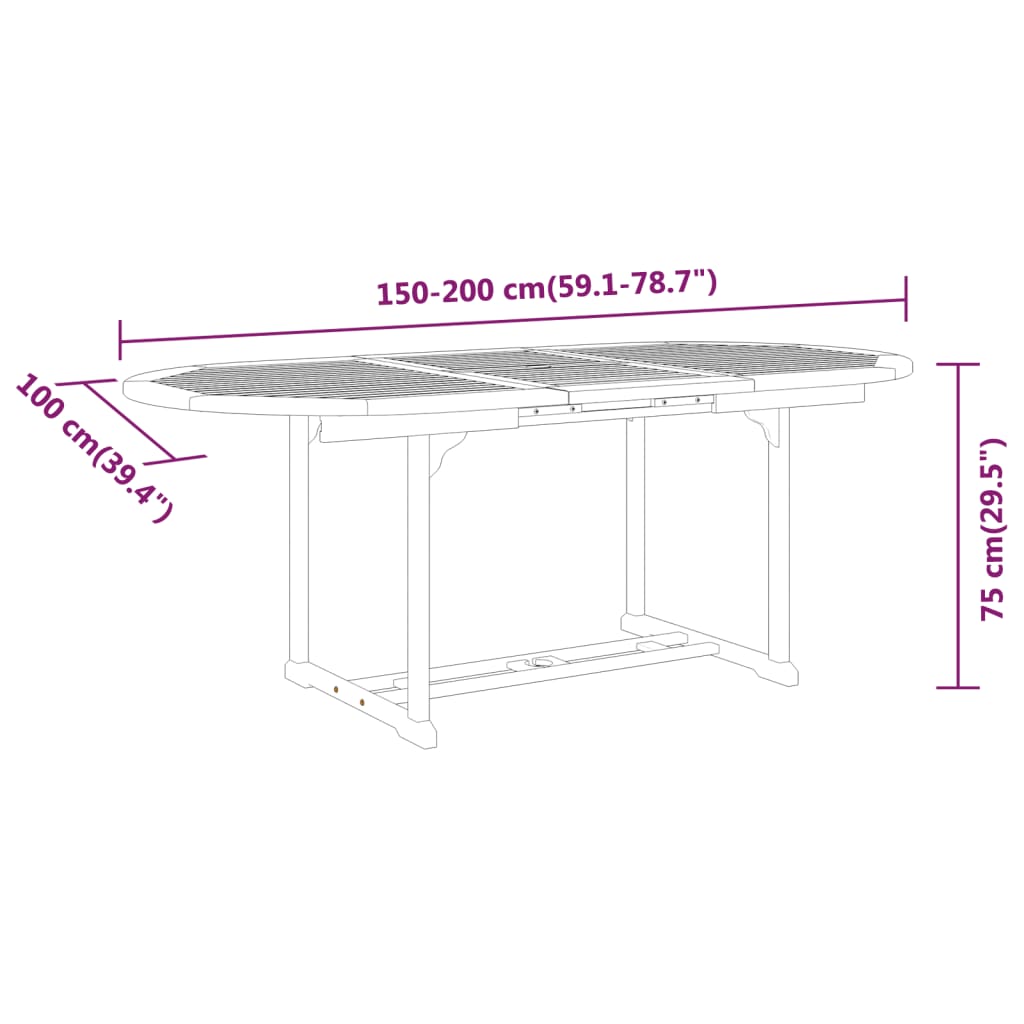 Set da Pranzo per Giardino 5 pz in Legno Massello di Eucalipto cod mxl 42749