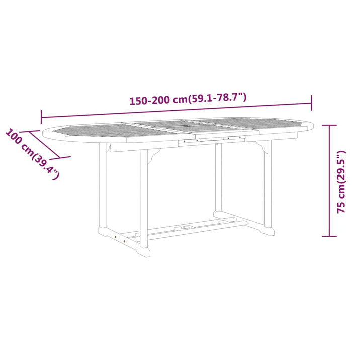 Set da Pranzo per Giardino 5 pz in Legno Massello di Eucalipto cod mxl 42749