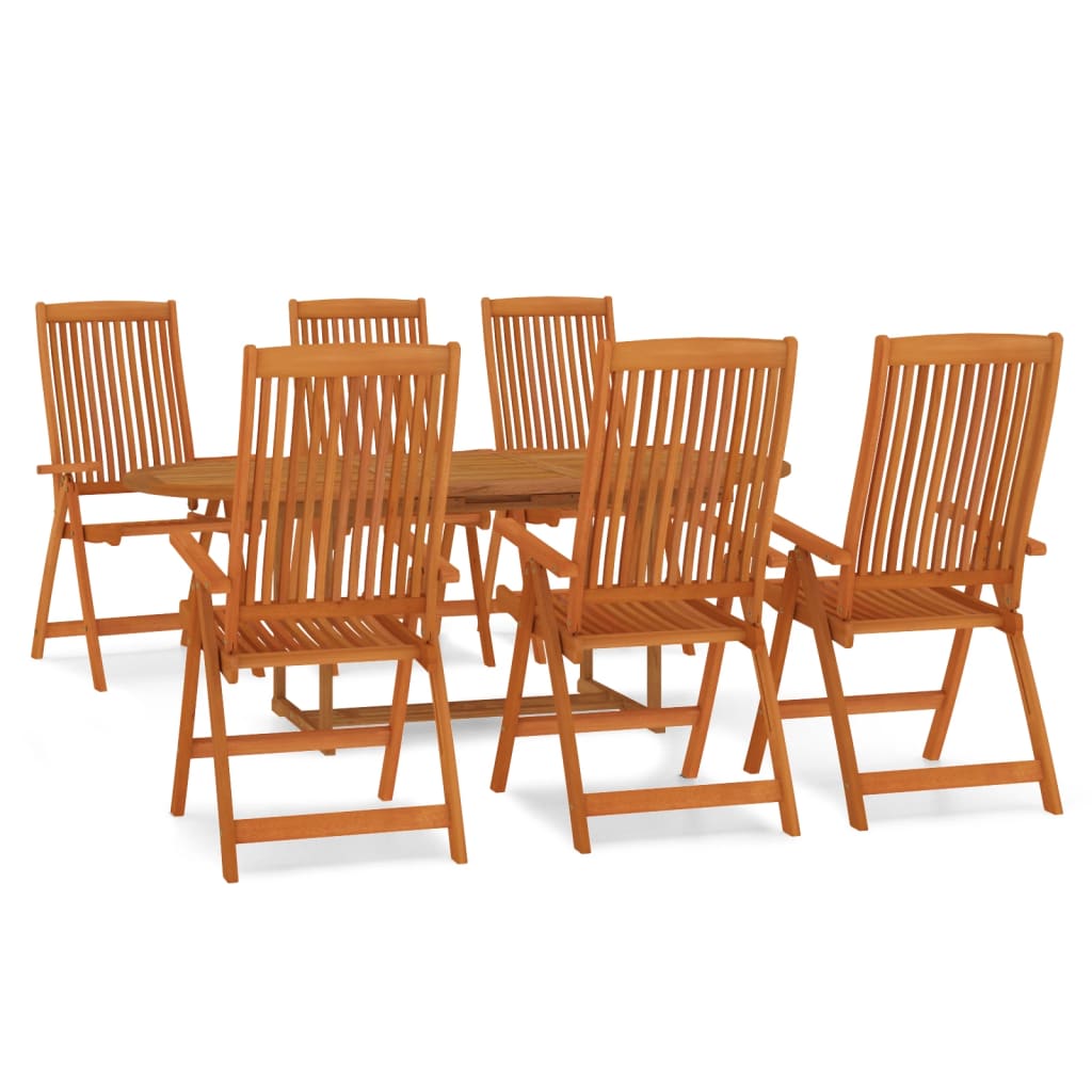 Set da Pranzo per Giardino 7 pz in Legno Massello di Eucalipto cod mxl 39496