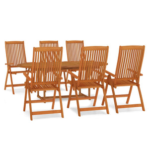 Set da Pranzo per Giardino 7 pz in Legno Massello di Eucalipto cod mxl 39496