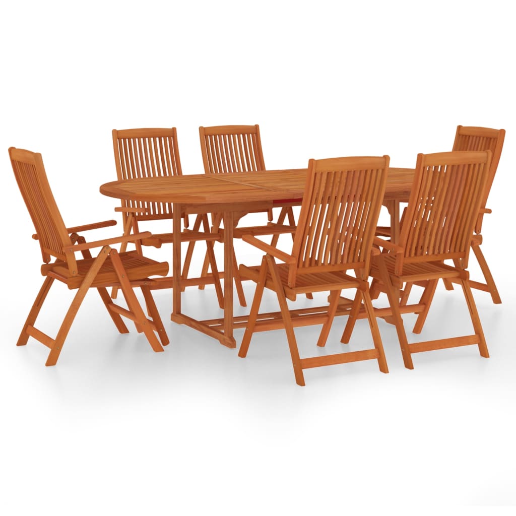 Set da Pranzo per Giardino 7 pz in Legno Massello di Eucalipto 3087337