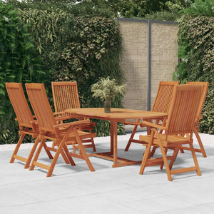 Set da Pranzo per Giardino 7 pz in Legno Massello di Eucalipto cod mxl 42693