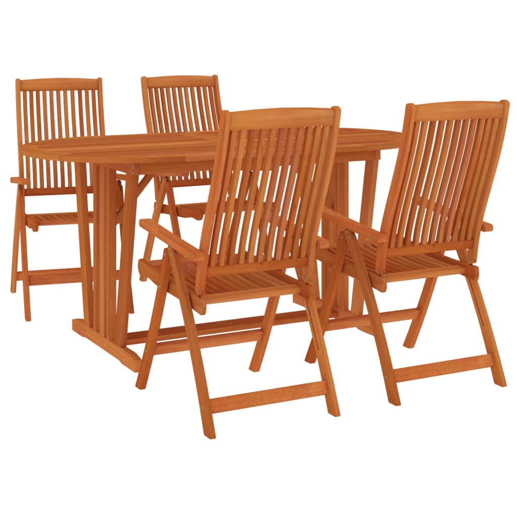 Set da Pranzo per Giardino 5 pz in Legno Massello di Eucalipto cod mxl 43235