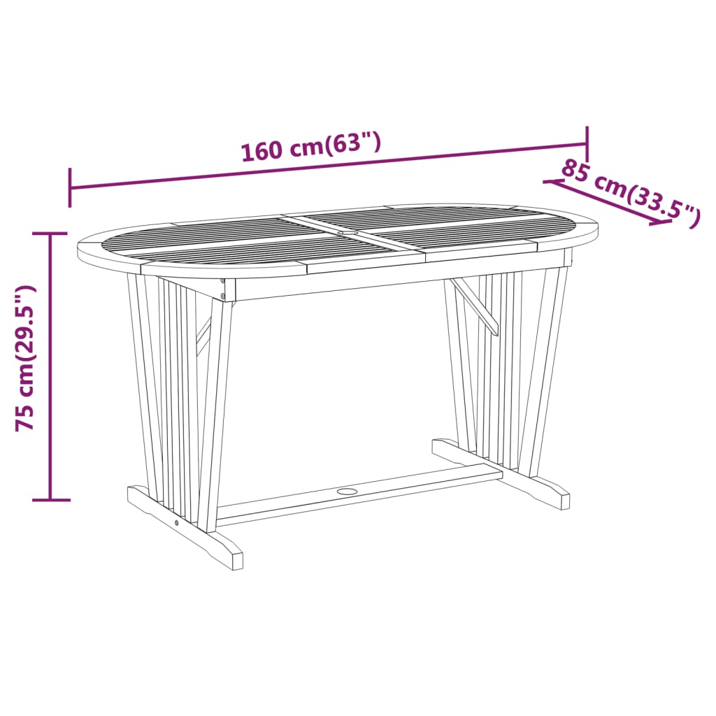 Set da Pranzo per Giardino 7 pz in Legno Massello di Eucalipto 3087339