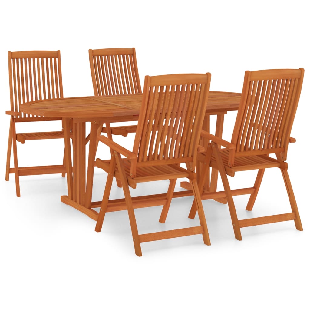 Set da Pranzo per Giardino 5 pz in Legno Massello di Eucalipto cod mxl 50207