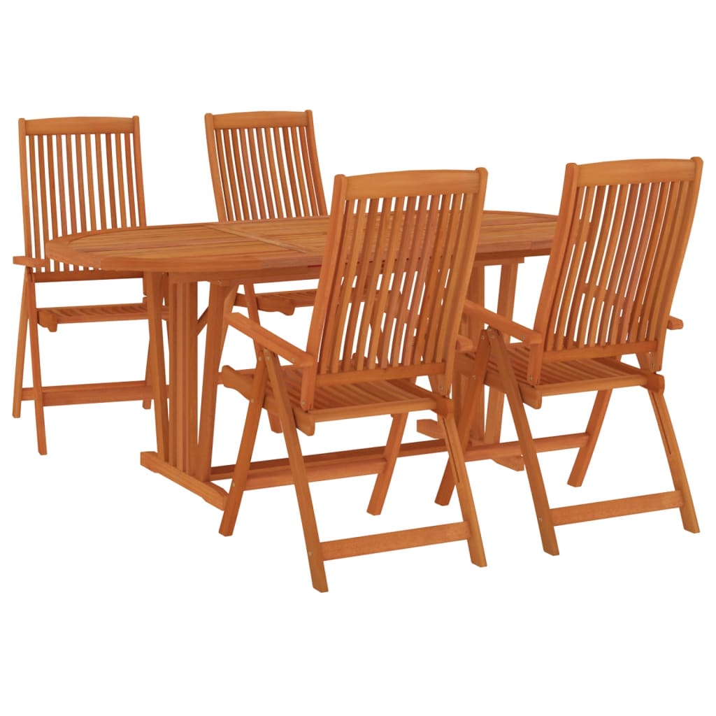 Set da Pranzo per Giardino 5 pz in Legno Massello di Eucalipto cod mxl 50207