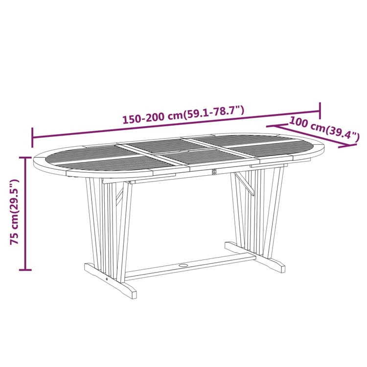 Set da Pranzo per Giardino 5 pz in Legno Massello di Eucalipto cod mxl 50207