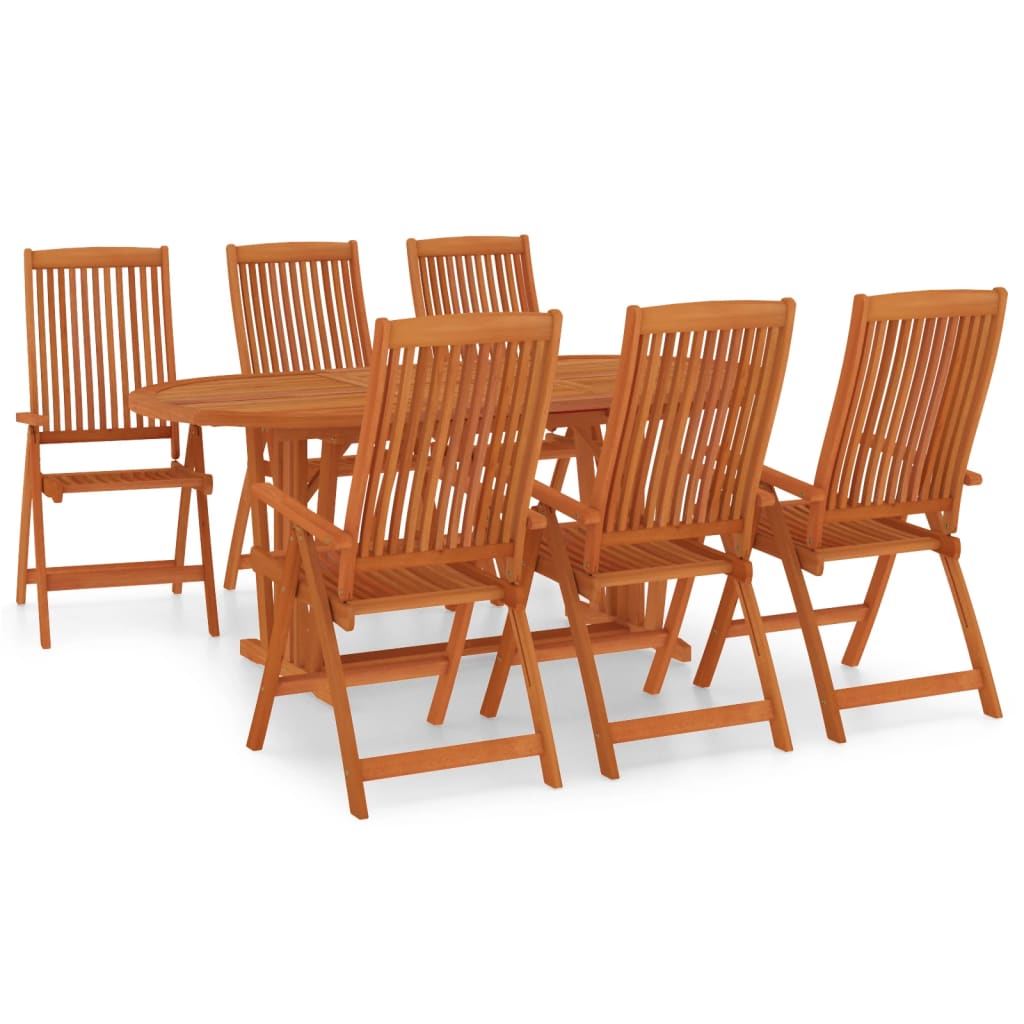 Set da Pranzo per Giardino 7 pz in Legno Massello di Eucalipto cod mxl 39495