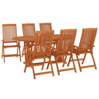 Set da Pranzo per Giardino 7 pz in Legno Massello di Eucalipto cod mxl 39495