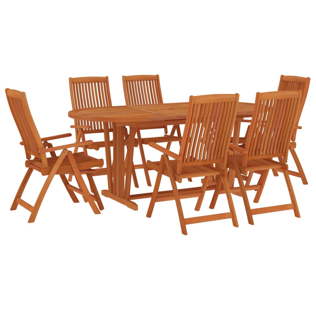 Set da Pranzo per Giardino 7 pz in Legno Massello di Eucalipto cod mxl 42723