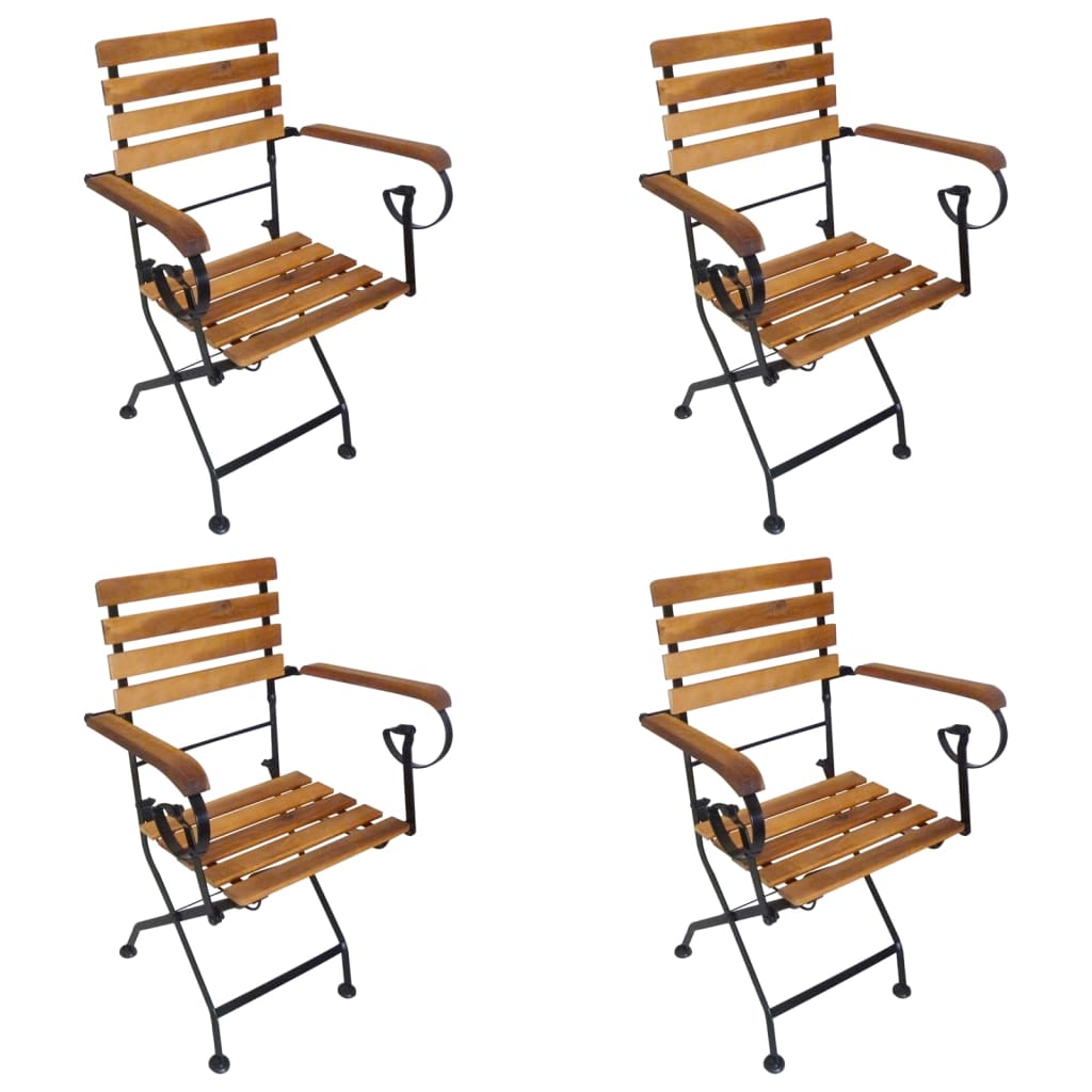 Sedie da Giardino Pieghevoli 4 pz in Acciaio e Legno Acacia 316834