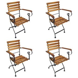 Sedie da Giardino Pieghevoli 4 pz in Acciaio e Legno Acacia 316834