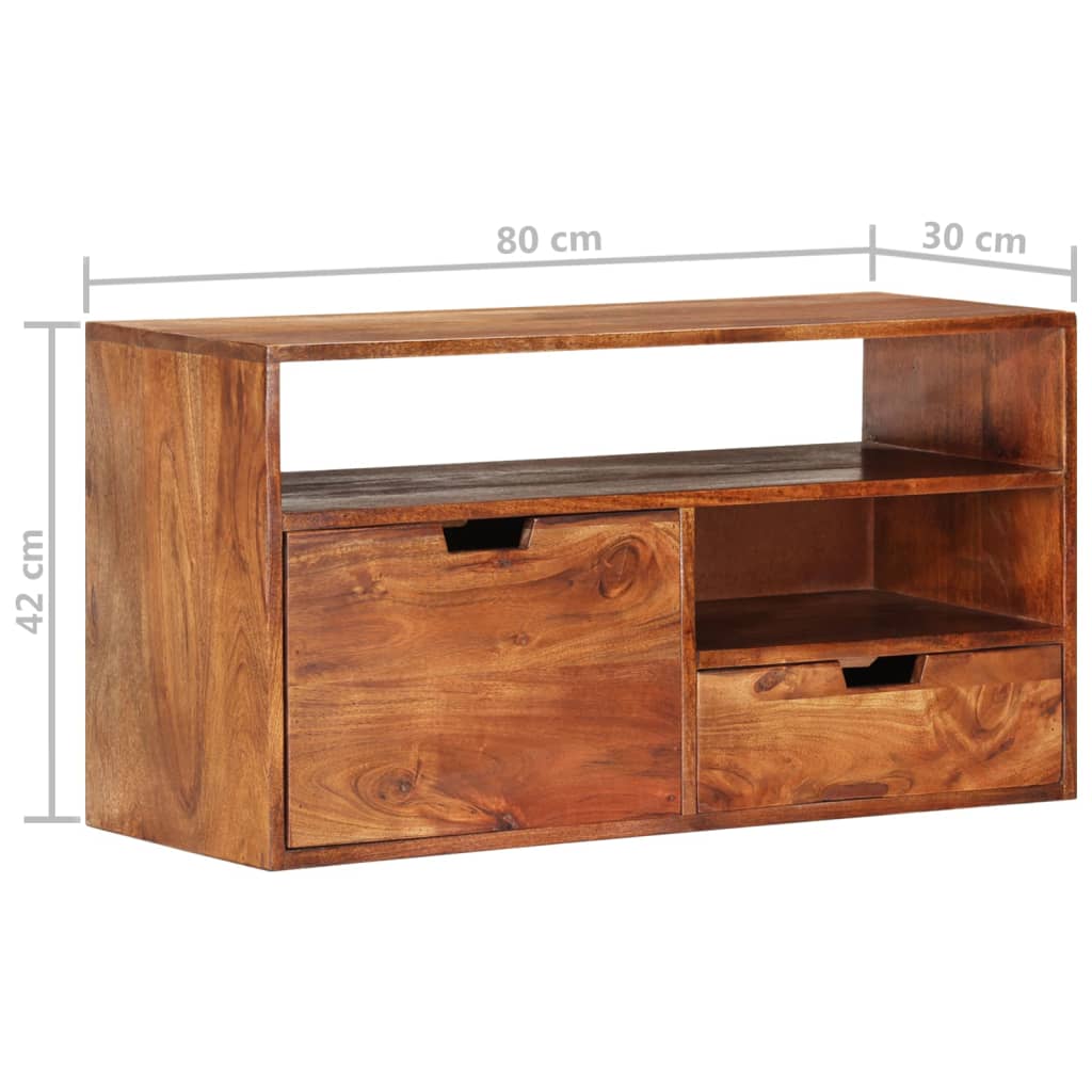 Mobile Porta TV 80x30x42 cm in Legno Massello di Acacia cod mxl 17635