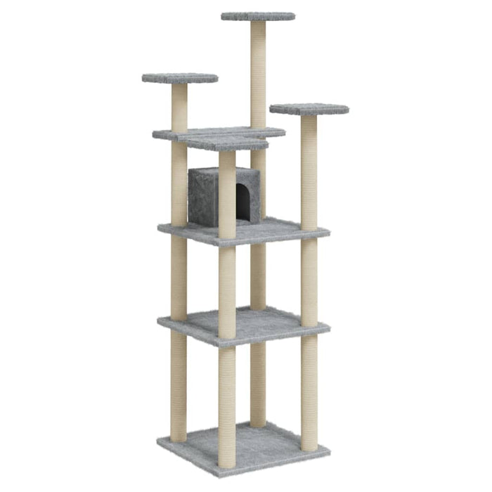 Albero per Gatti con Tiragraffi in Sisal Grigio Chiaro 171 cm cod mxl 8952