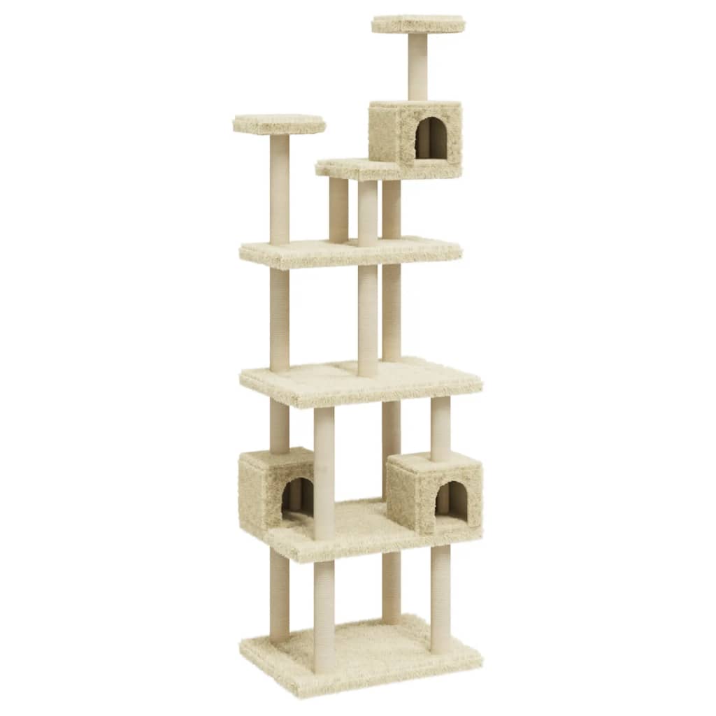 Albero per Gatti con Tiragraffi in Sisal Crema 188 cm 171488