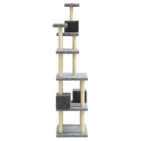 Albero per Gatti con Tiragraffi in Sisal Grigio Chiaro 188 cm