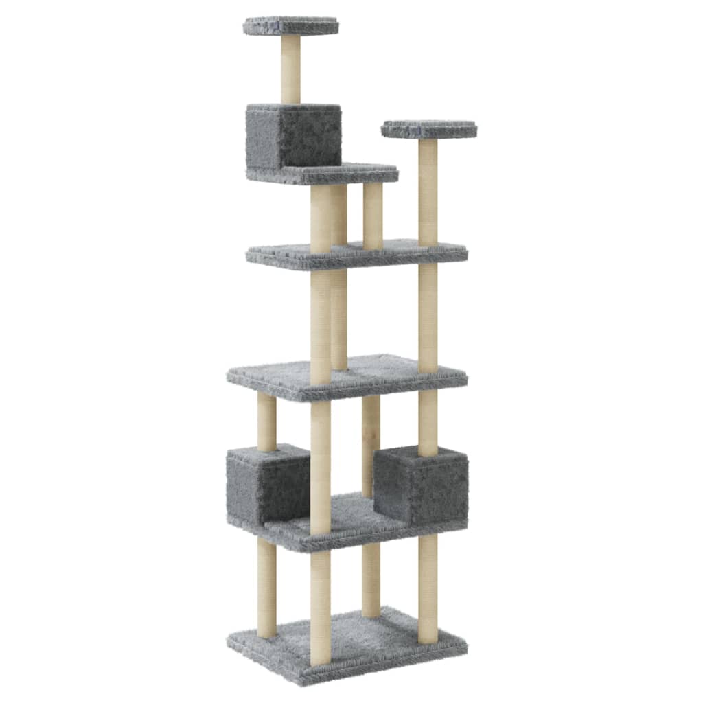 Albero per Gatti con Tiragraffi in Sisal Grigio Chiaro 188 cm