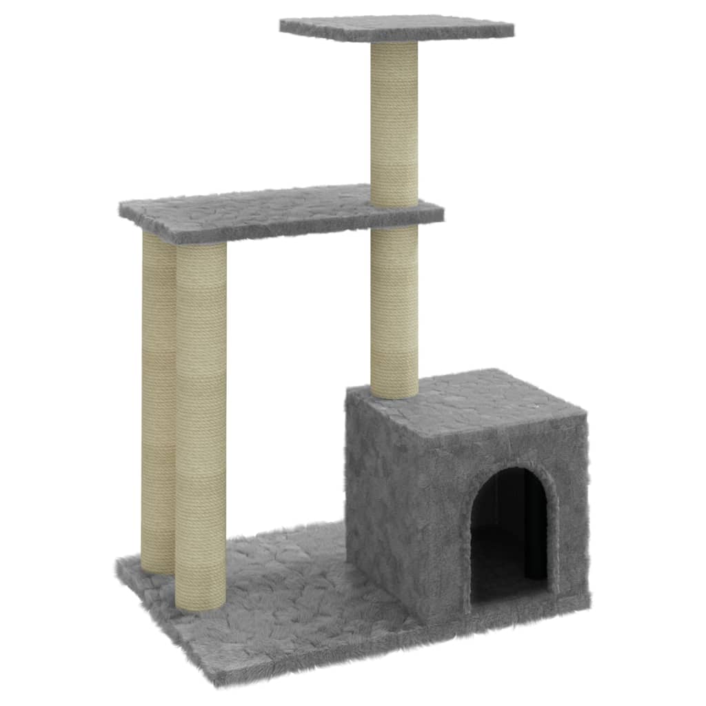 Albero per Gatti con Tiragraffi in Sisal Grigio Chiaro 71 cm 171510