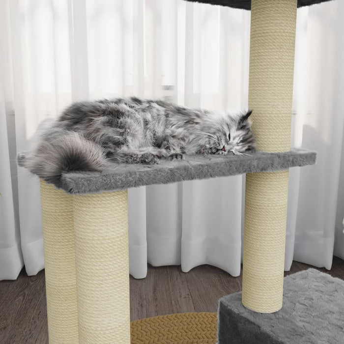 Albero per Gatti con Tiragraffi in Sisal Grigio Chiaro 71 cm 171510