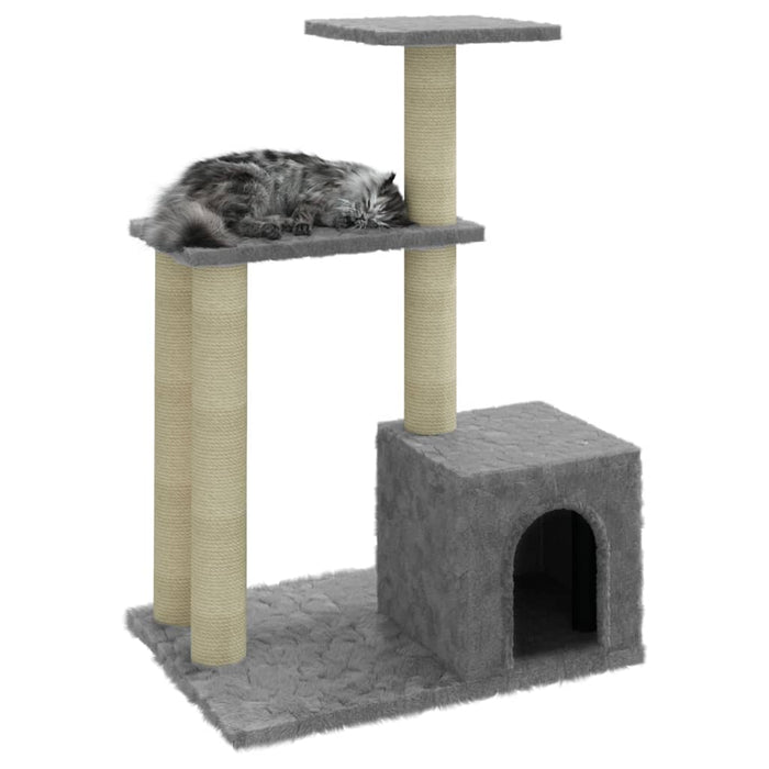 Albero per Gatti con Tiragraffi in Sisal Grigio Chiaro 71 cm 171510