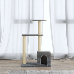 Albero per Gatti con Tiragraffi in Sisal Grigio Chiaro 71 cm 171510