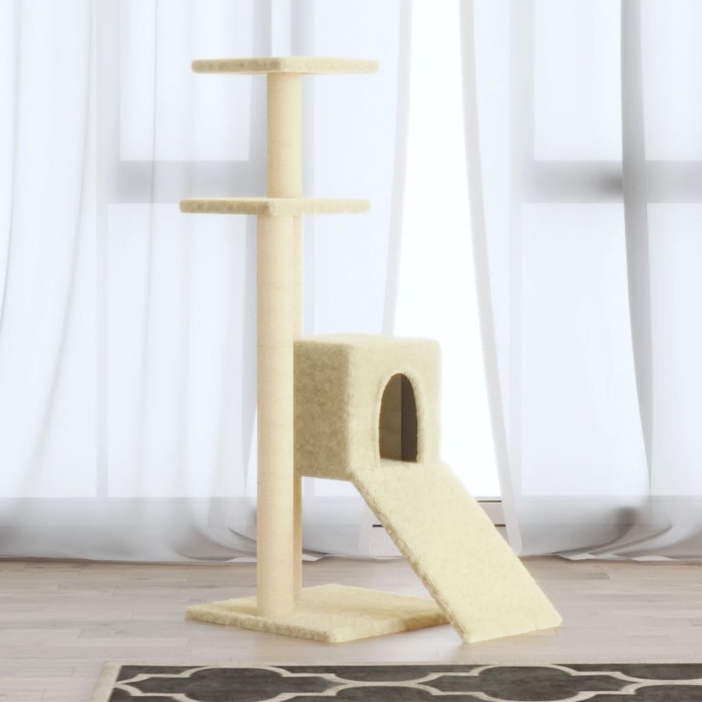 Albero per Gatti con Tiragraffi in Sisal Crema 92 cm 171512