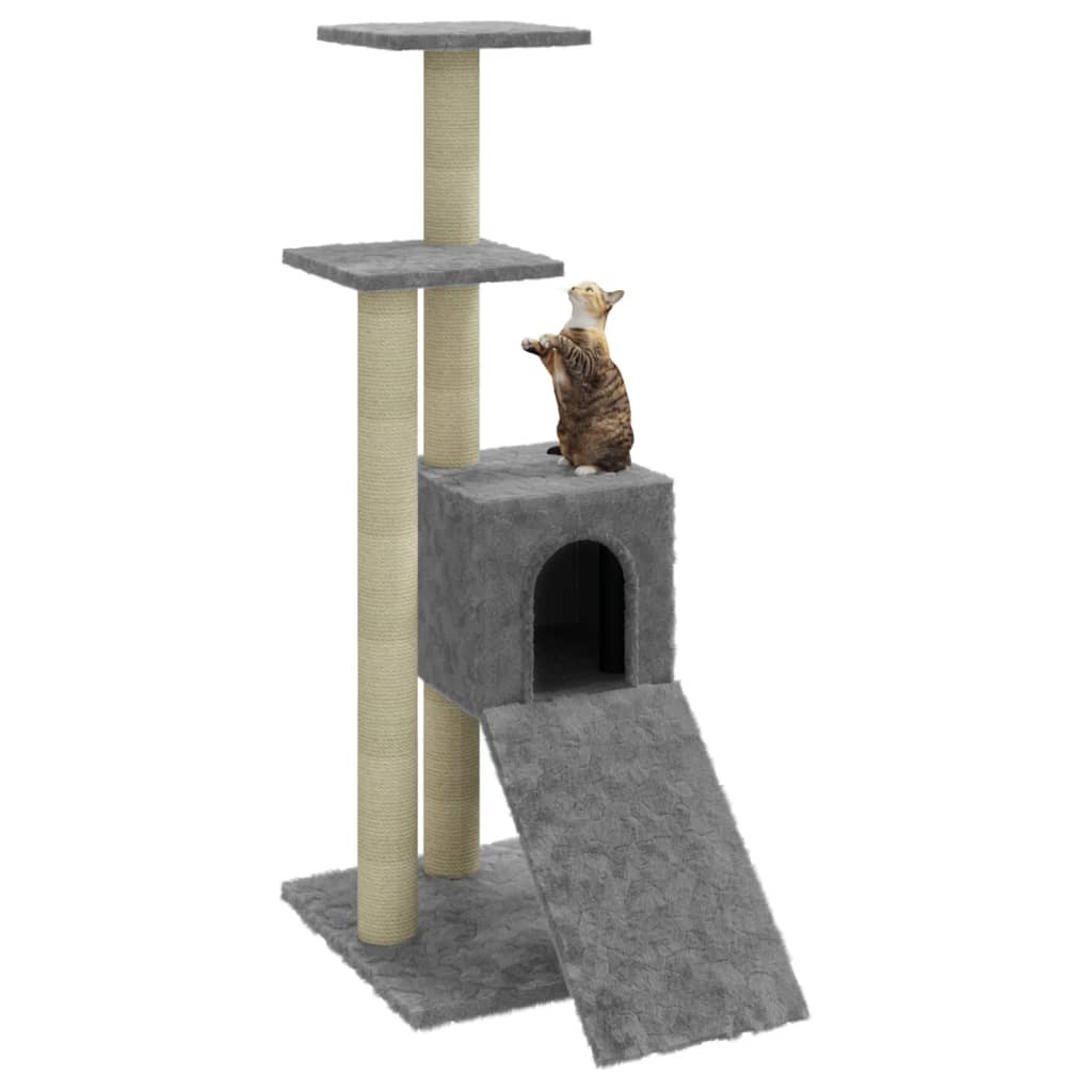 Albero per Gatti con Tiragraffi in Sisal Grigio Chiaro 92 cm 171513