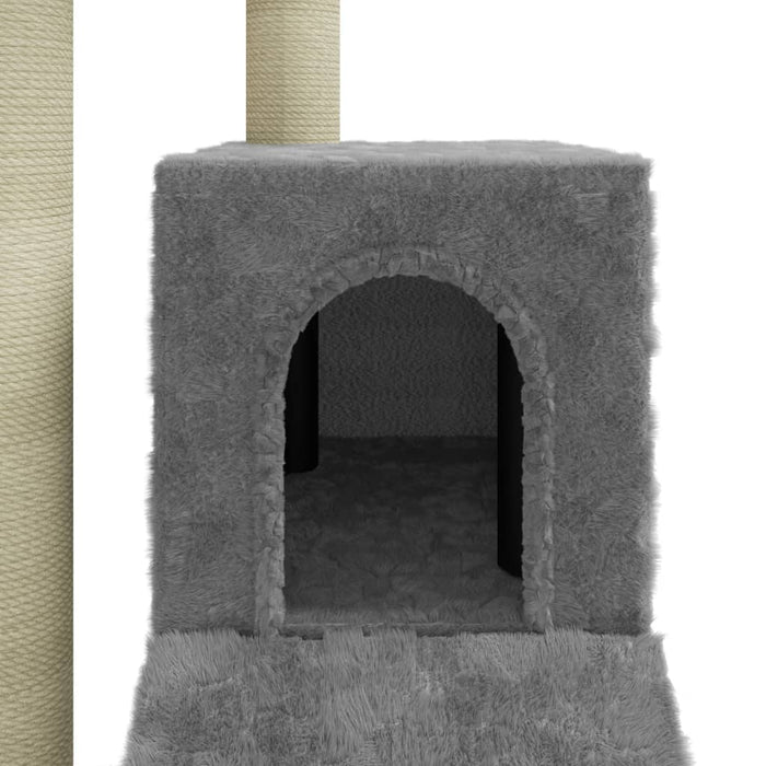 Albero per Gatti con Tiragraffi in Sisal Grigio Chiaro 92 cm