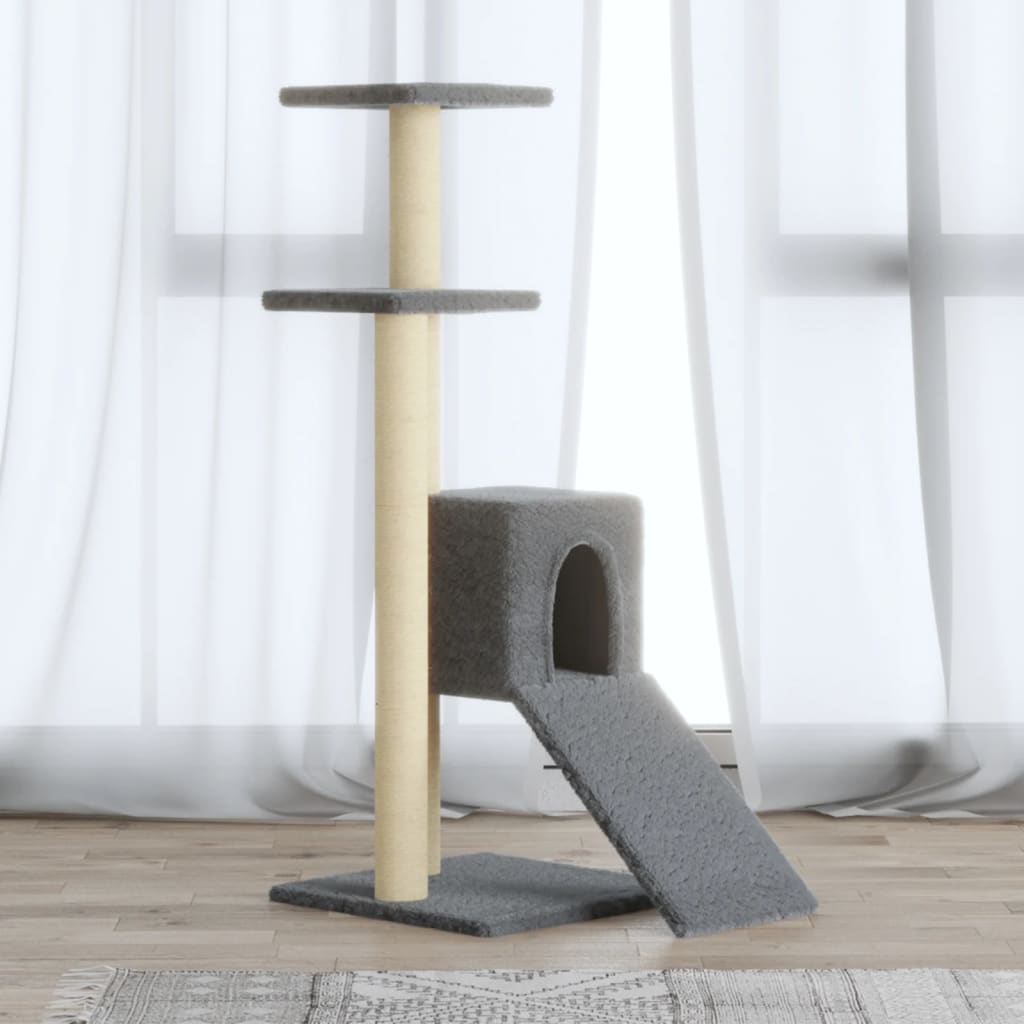 Albero per Gatti con Tiragraffi in Sisal Grigio Chiaro 92 cm 171513