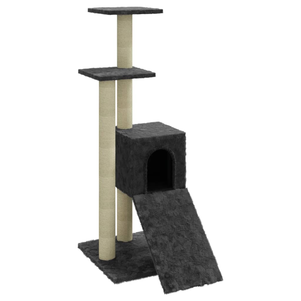 Albero per Gatti con Tiragraffi in Sisal Grigio Scuro 92 cm 171514