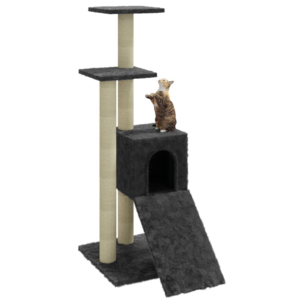 Albero per Gatti con Tiragraffi in Sisal Grigio Scuro 92 cm 171514