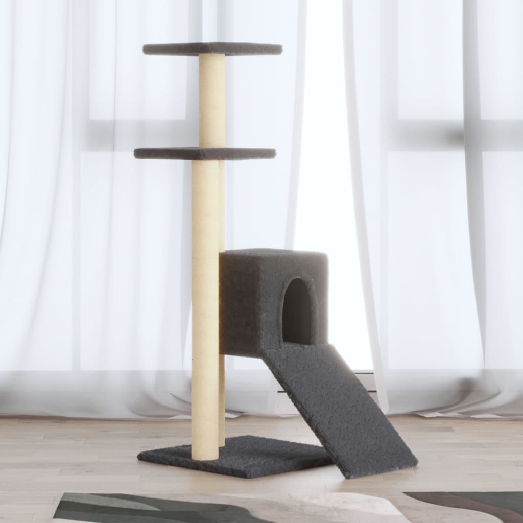 Albero per Gatti con Tiragraffi in Sisal Grigio Scuro 92 cm 171514