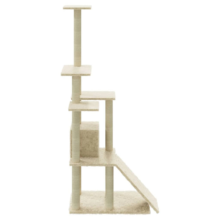 Albero per Gatti con Tiragraffi in Sisal Crema 155 cm 171515