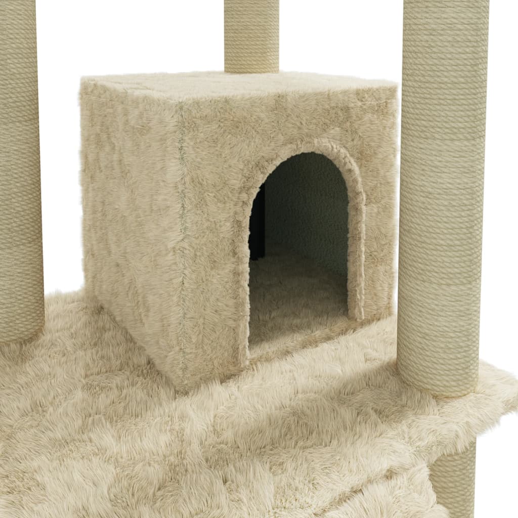 Albero per Gatti con Tiragraffi in Sisal Crema 155 cm 171515