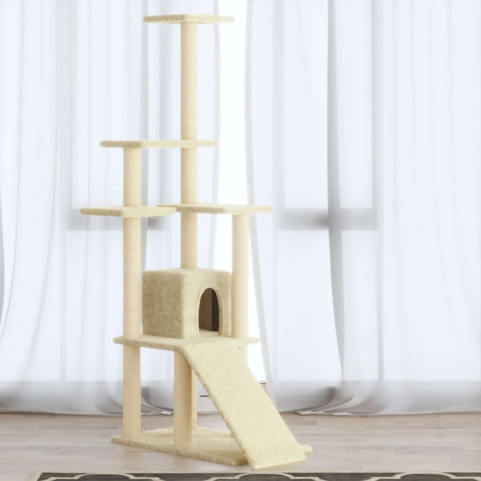 Albero per Gatti con Tiragraffi in Sisal Crema 155 cm 171515