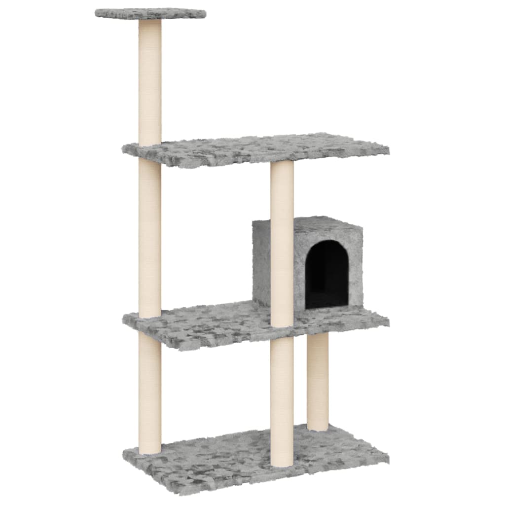 Albero per Gatti con Tiragraffi in Sisal Grigio Chiaro 119 cm 171519