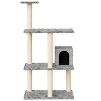 Albero per Gatti con Tiragraffi in Sisal Grigio Chiaro 119 cm 171519