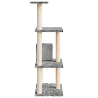 Albero per Gatti con Tiragraffi in Sisal Grigio Chiaro 119 cm 171519